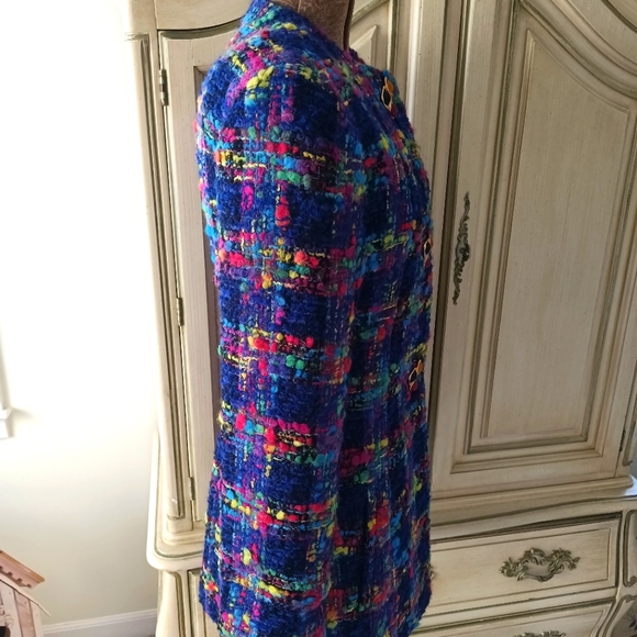 FABULOUS VTG "ANNE KLEIN" MUTI COLOR WOOL & MOHAIR JACKET W/ FRUIT SALAD… - Picture 8 of 15